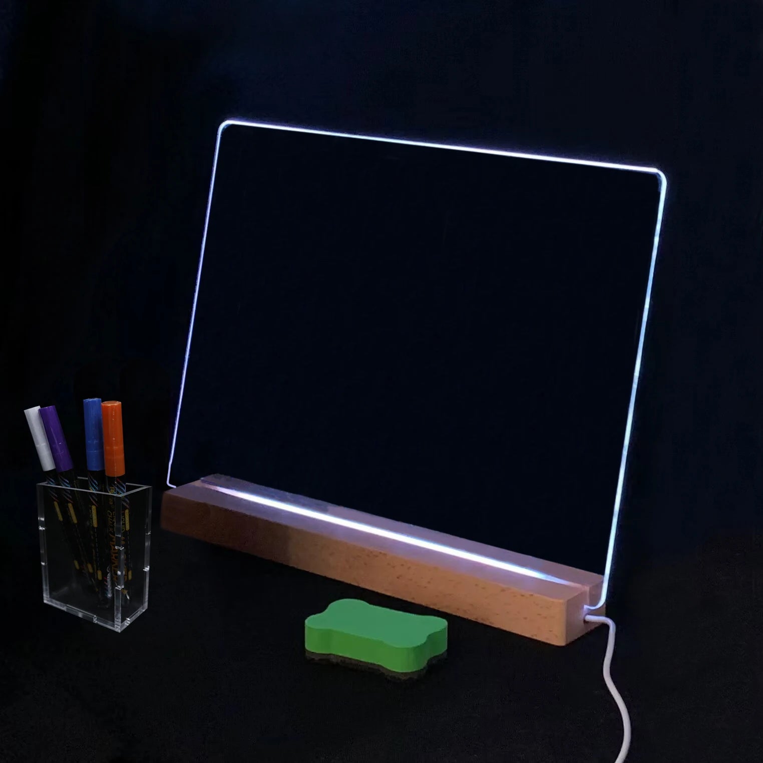 Convenient LED Sign Lamp Mutil-Color Calendar Message Acrylic Board Wooden Night Light  With Pen 3D Led Lamp