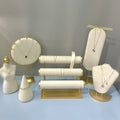 New Mall Jewelry Store White Suede Velvet Gold Metal Jewelry Display Stand Holder Zhuangqun Brand Model NJ06
