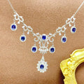 Factory Supply Custom Islamic 925 Sterling Silver Natural Sapphire Gemstone Big Pendant Necklace Rhodium & Gold Plated Gift
