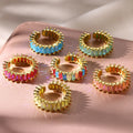 New Design Baguette Cz Eternity Colorful Zircon  Diamond Jewelry PVD 18K Gold Plated Wedding Ring