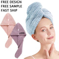 Custom Logo Microfiber Hair Drying Cap Quick-drying Hair Towel Turban Anti-Frizz Hair Drying Towel Wrap for Curly Long Hair
