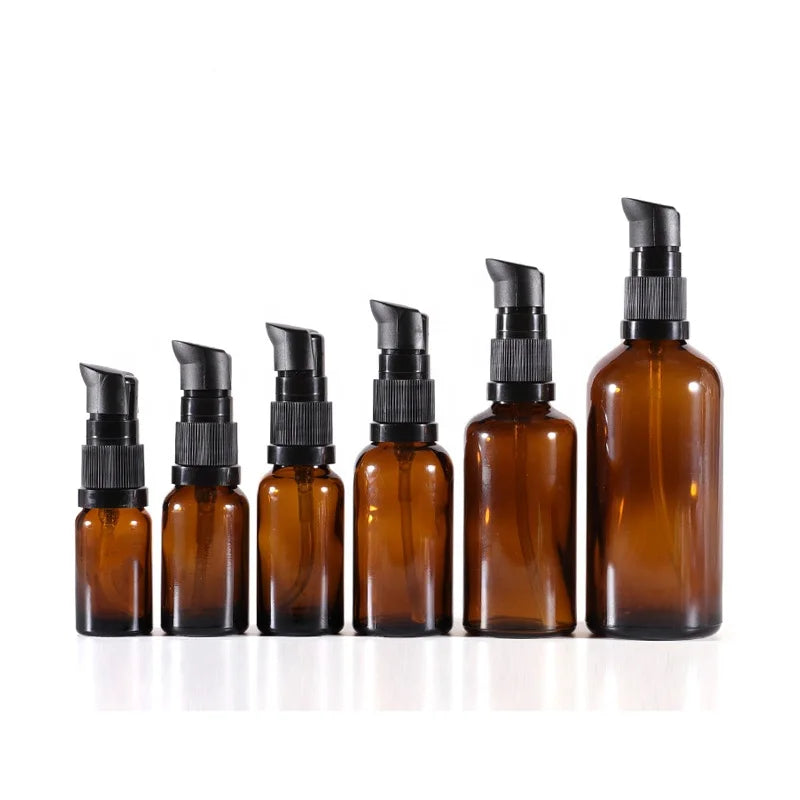 Luxury 5ml 10ml 15ml 20ml 30ml 50ml 100ml Empty Glass Cosmetic Serum Pump Bottles for Hair Oil