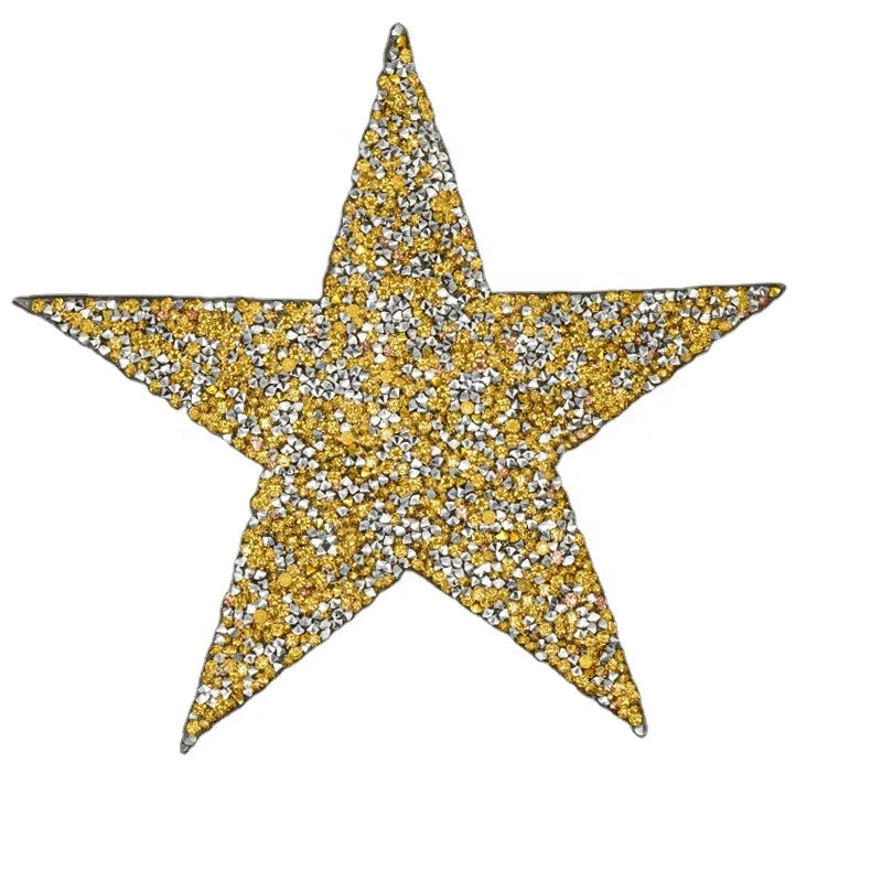 Wholesale Heat Transfer Beaded Crystal Rhinestone Bag Accessory Silver/gold/black  Large Size Iron on Star Rhinestone Patches