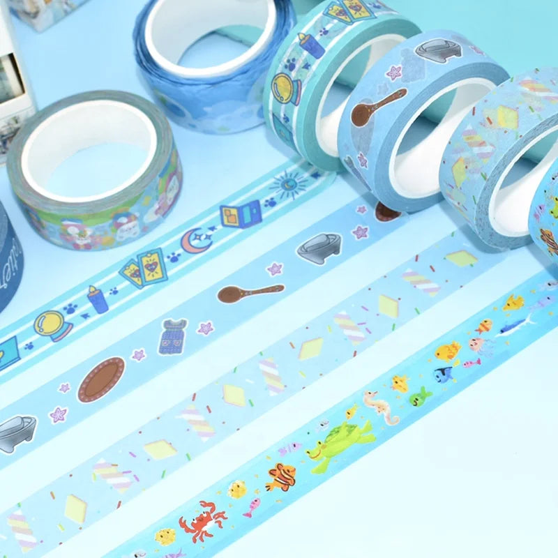 Customized Single Sided Acrylic Adhesive Decorative CMYK Washi Tape Set for Masking and Adsorption