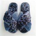 2024 Indoor Bedroom Fluffy for Slippers Ladies Comfortable Cross Band Leopard Print Plush Faux Fur Slides Warm Fleece Lining Sof MegaBDM
