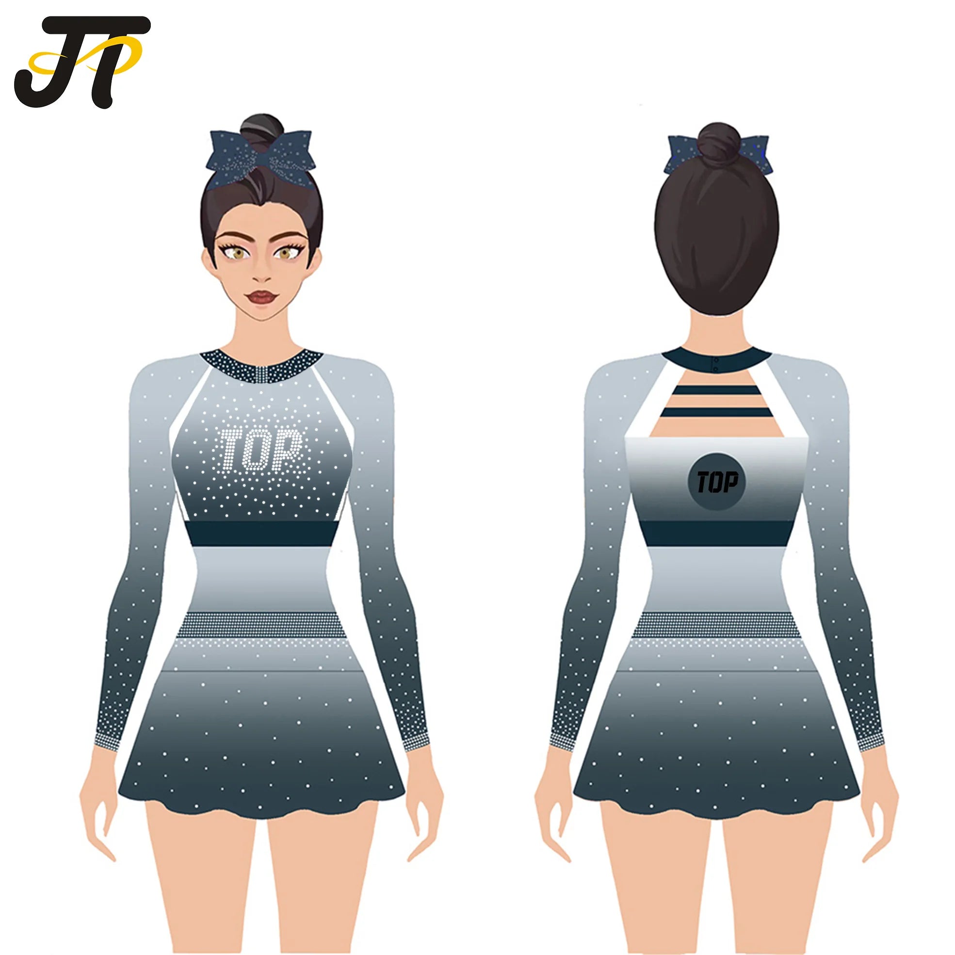 2025 Custom Girls' Cheerleading Practice Wear Hot Selling New Design Rhinestone Printed Cheerleading XXXS Polyester Spandex