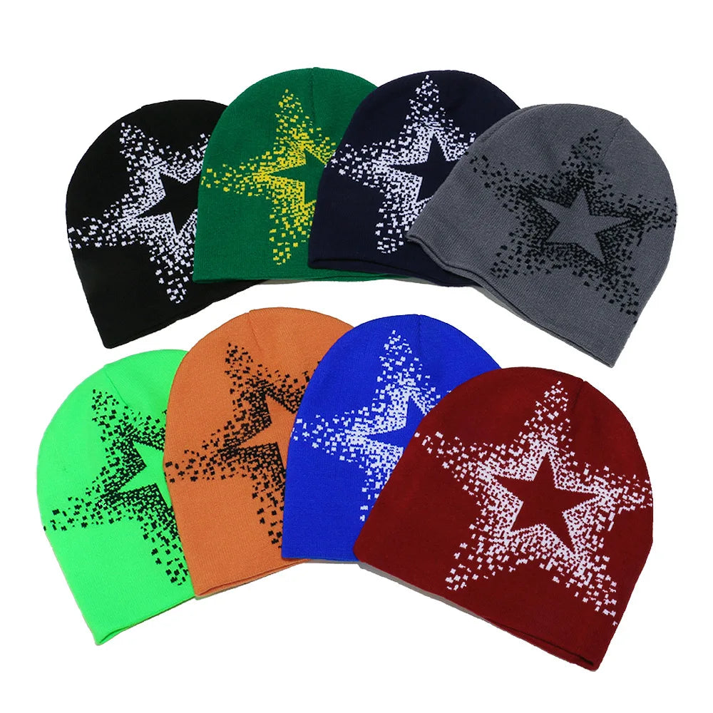 Low MOQ Popular Wholesale Custom Logo Jacquard Acrylic Knitted Toque Winter Beanie Hat