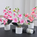 Artificial Orchid Flower with Pretty Ceramic Vase Faux Orchid Phalaenopsis Arrangement for Wedding Indoor and Outdoor Decoration