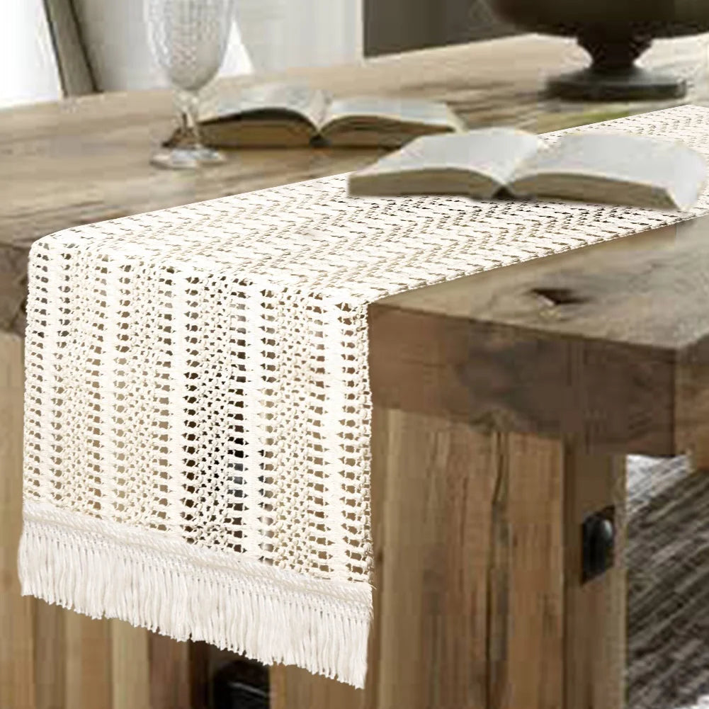 Ourwarm Boho Moroccan Macrame Wedding Table Runner 30x183cm for Home Decor and Wedding Decoration Supplies