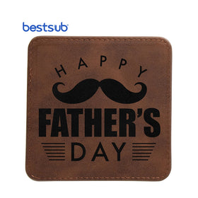 Promotion Progress Wholesale Custom Laser Engraving Classic Eco-Friendly Mini Blanks Square Leather Coaster for DK-CDF