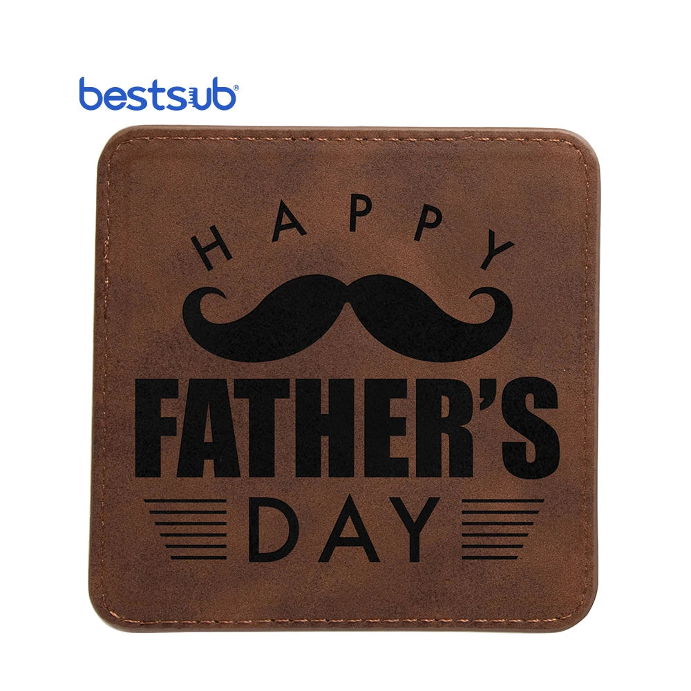 Promotion Progress Wholesale Custom Laser Engraving Classic Eco-Friendly Mini Blanks Square Leather Coaster for DK-CDF