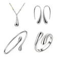 Fashion Silver Gold Plated Accessories Earrings Ring Bracelet Necklace Beautiful Water Drop Jewelry Set Gifts for Women Men