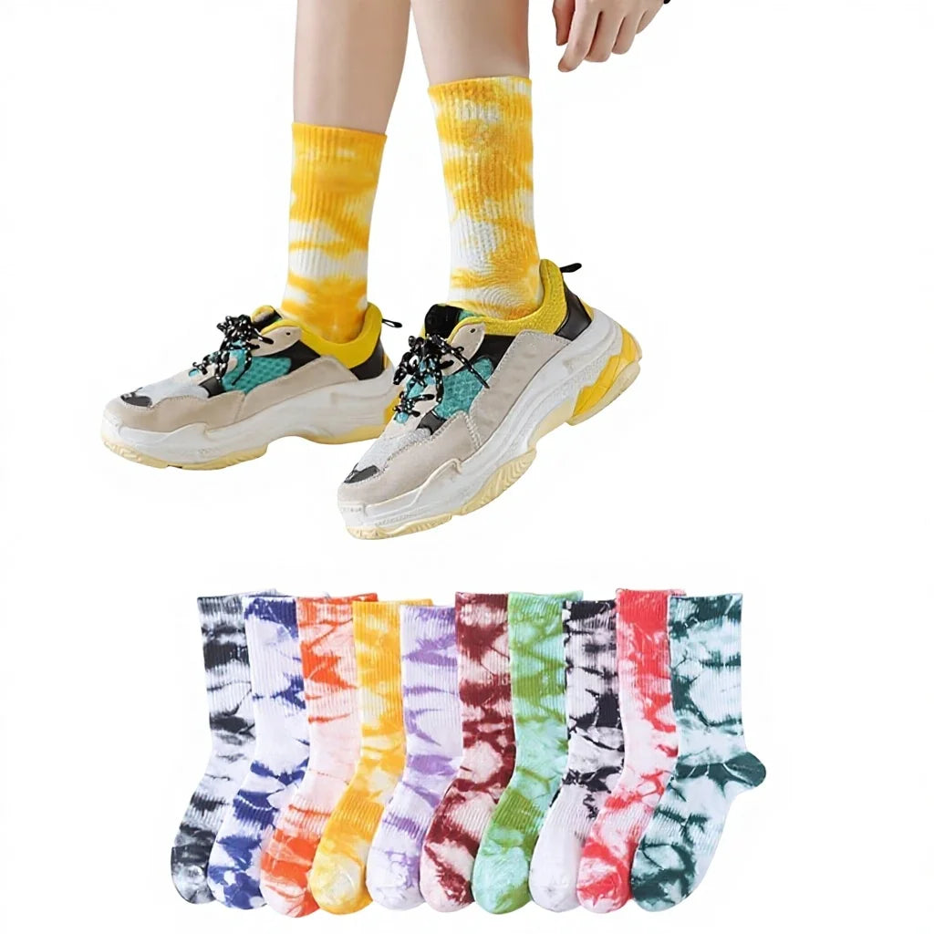 Tie Dye Socks Men Street Basketball Skateboard Socks Fashion Cool Funny Crew Breathable Hip Hop Tube Crew Socks for Women Gift