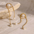 New Fashion Stainless Steel Pearl Tassel Pendant Earrings Ins Non Fading Earrings 18k PVD Gold Plated Titanium Steel Earrings