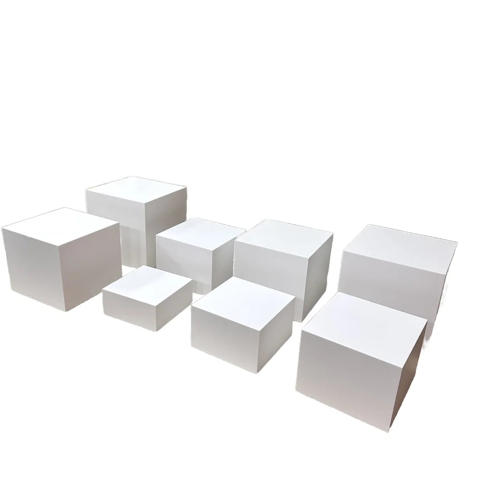 White Buffet Acrylic Riser Cube Display Nesting Risers Square Food Dessert Pedestal Box Display Cake Stand Display Racks