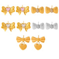 2024 Stainless Steel JewelryNew Designed Luxury love Crepe Bow Micro-set Diamond Glass Studl 18K Gold Jewelry Earrings for Women