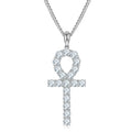 Fine Jewelry Fashion Unisex 925 Sterling Silver Gold Plated Vvs 5mm Moissanite Diamond Ankh Cross Pendant Necklace