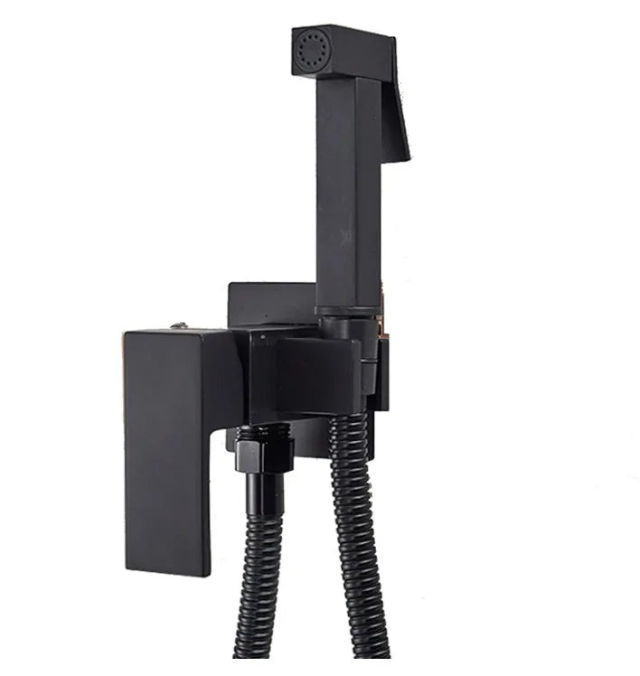 Toilet Solid Brass Hand Held Bidet Hot Cold Water Mixer Tap Wall Mount Hygienic Shower Set