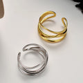 Ins Pvd 18k Gold Plated Fashion Chunky Wedding Multi Layered Stacking 925 Sterling Silver Girls Design Layering Rings