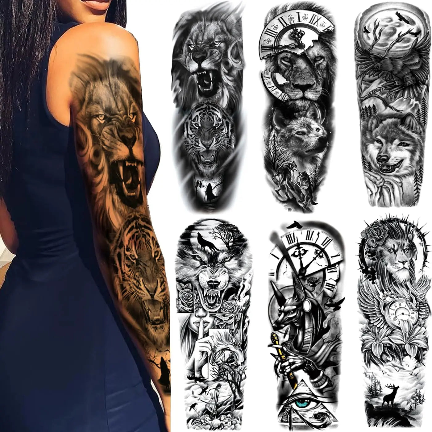 Extra Temporary Animal Tattoo Black Tattoo Full Sleeve Temporary Tattoo Stickers Body Atr for Man Women