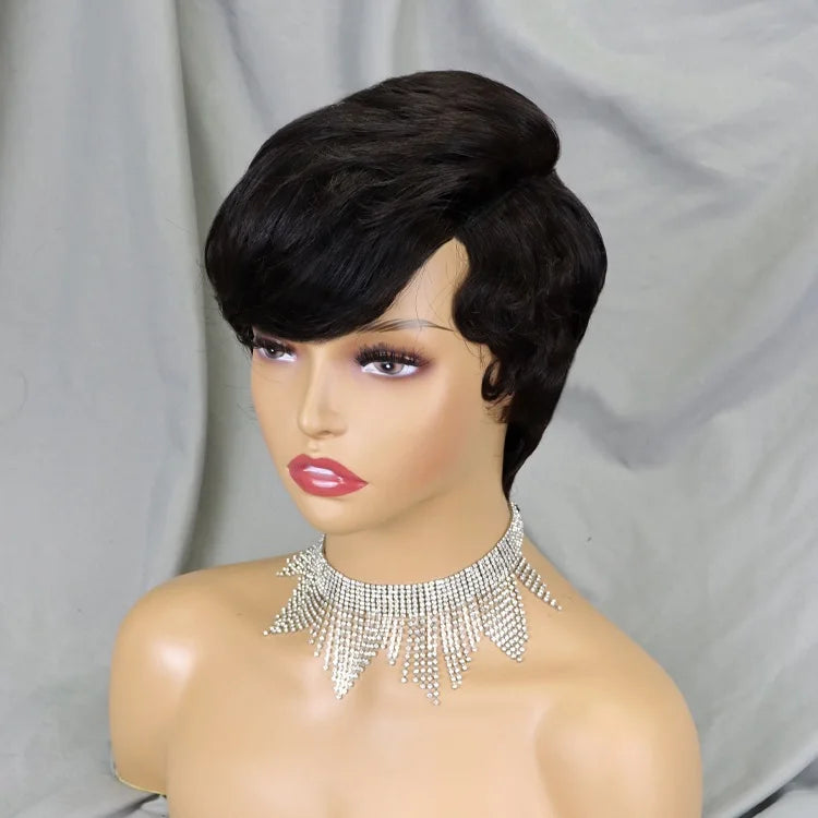 Brazilian Human Hair Full Machine Made Wigs 100% Virgin Human Hair Natural Short Wigs