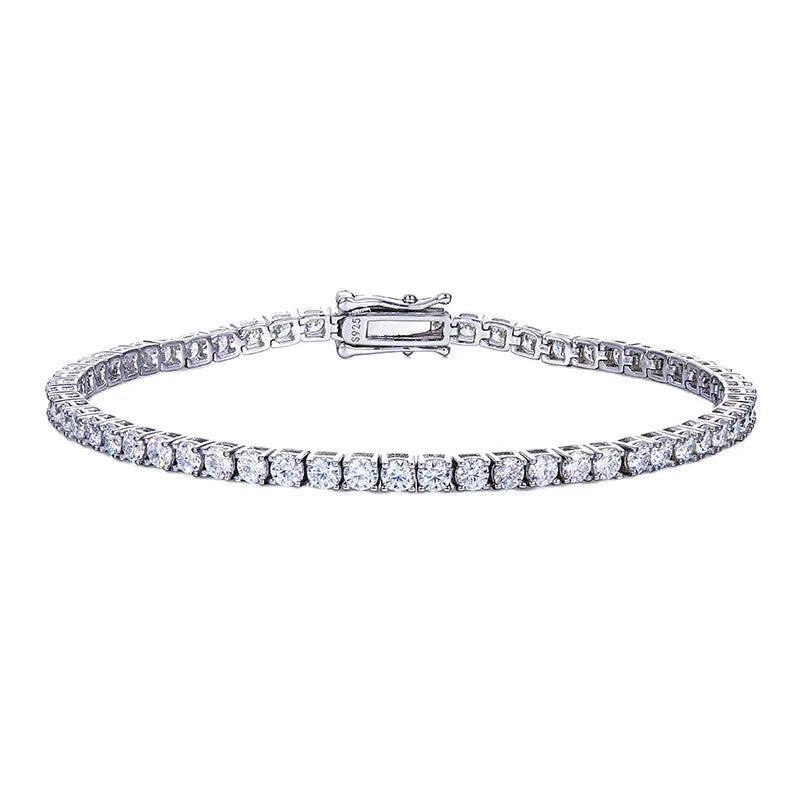RINNTIN SMB06 Luxury Jewelry Quality Pulsera 925 Sterling Silver DE Color Moissanite Diamond Tennis Bracelet for Women Men