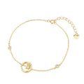 Luxury 925 Sterling Silver Double Circle Delicate Design 18K Gold Plated Women's Gift Bracelet Jewelry Wholesale