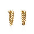 Chris April 316L Stainless Steel PVD Plated Retro Two-way Wearing Cuban Chain Long Tassel Earrings