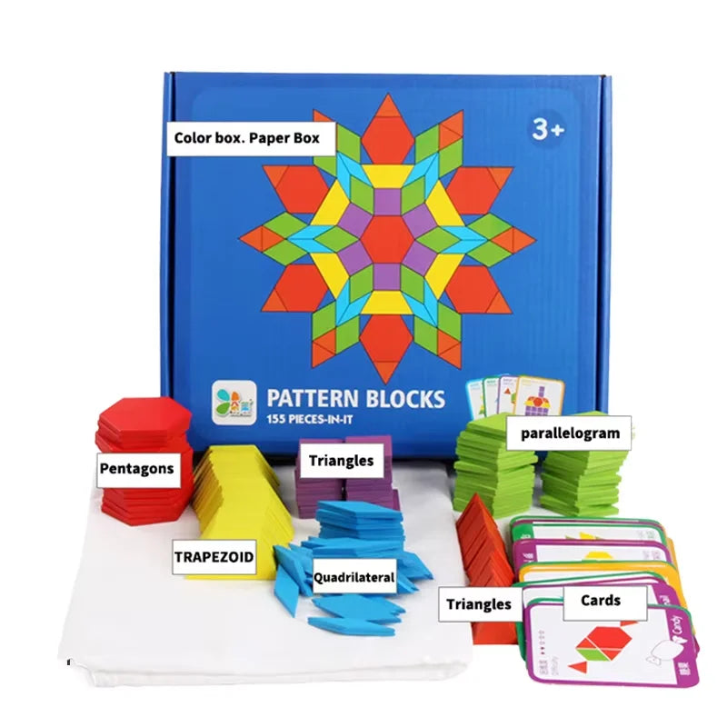 155pcs Colorful Wooden Jigsaw Puzzle Classic DIY Toy for Kids' Early Educational Shape Cognition Kids' Toy