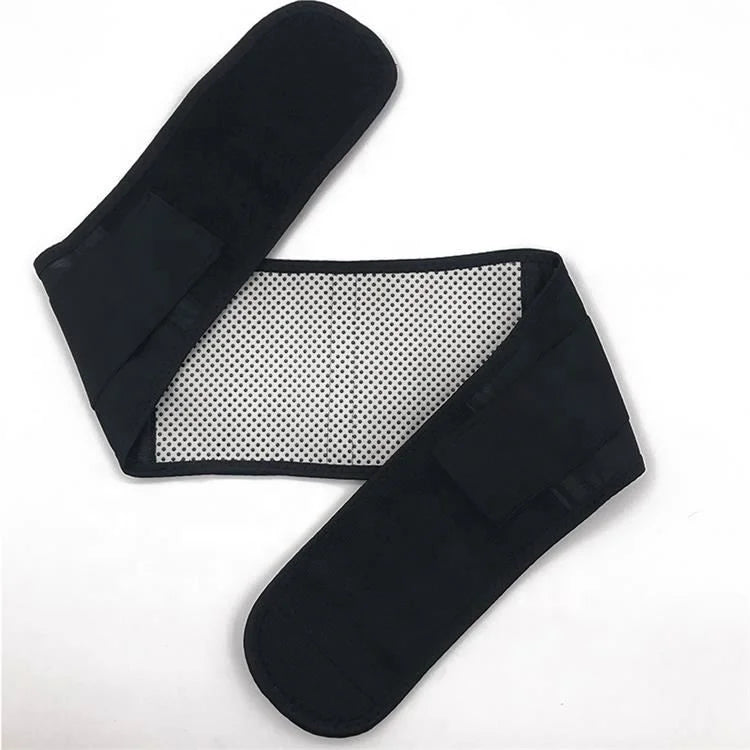 Adjustable Waist Self Heating Magnetic Compression Support Belt with Lumbar Brace and Massage Band (Black)
