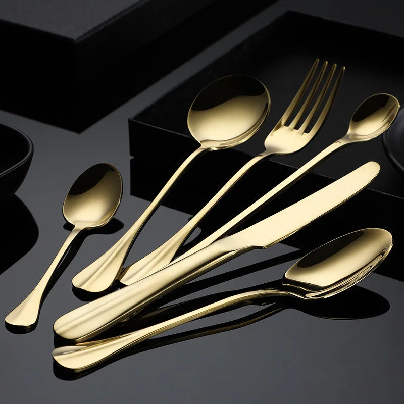 New Products Stainless Steel Gold Spoon Fork Set Gold Plated Cutlery Set Gold Spoon Set
