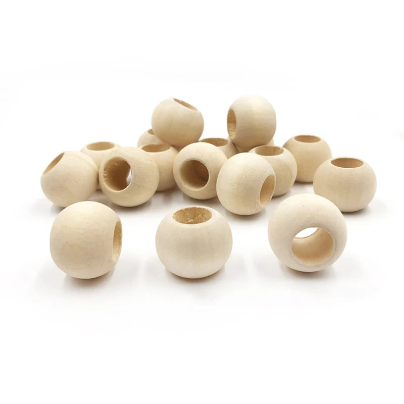Acasaarto Customized 10MM Inner Diameter 20mm Round Natural Big Hole Wood Beads for DIY Bulk Craft Supplies Jewelry Making