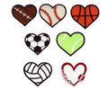 All Kinds of Love Shaped Ball Games Logo Embroidery Patches DIY Motif Iron on or Sew on Patches Appliques for Jeans Jackets