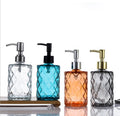 Modern Luxury Style Bathroom Glass Soap Dispenser Bottle with Stainless Steel Pump Manual 250ml Clear Hand Sanitizer Bottle