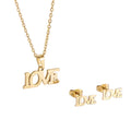 18K Gold Plated LOVE Initial Letter Pendant Stainless Steel Jewelry Sets Earrings and Necklace 2023