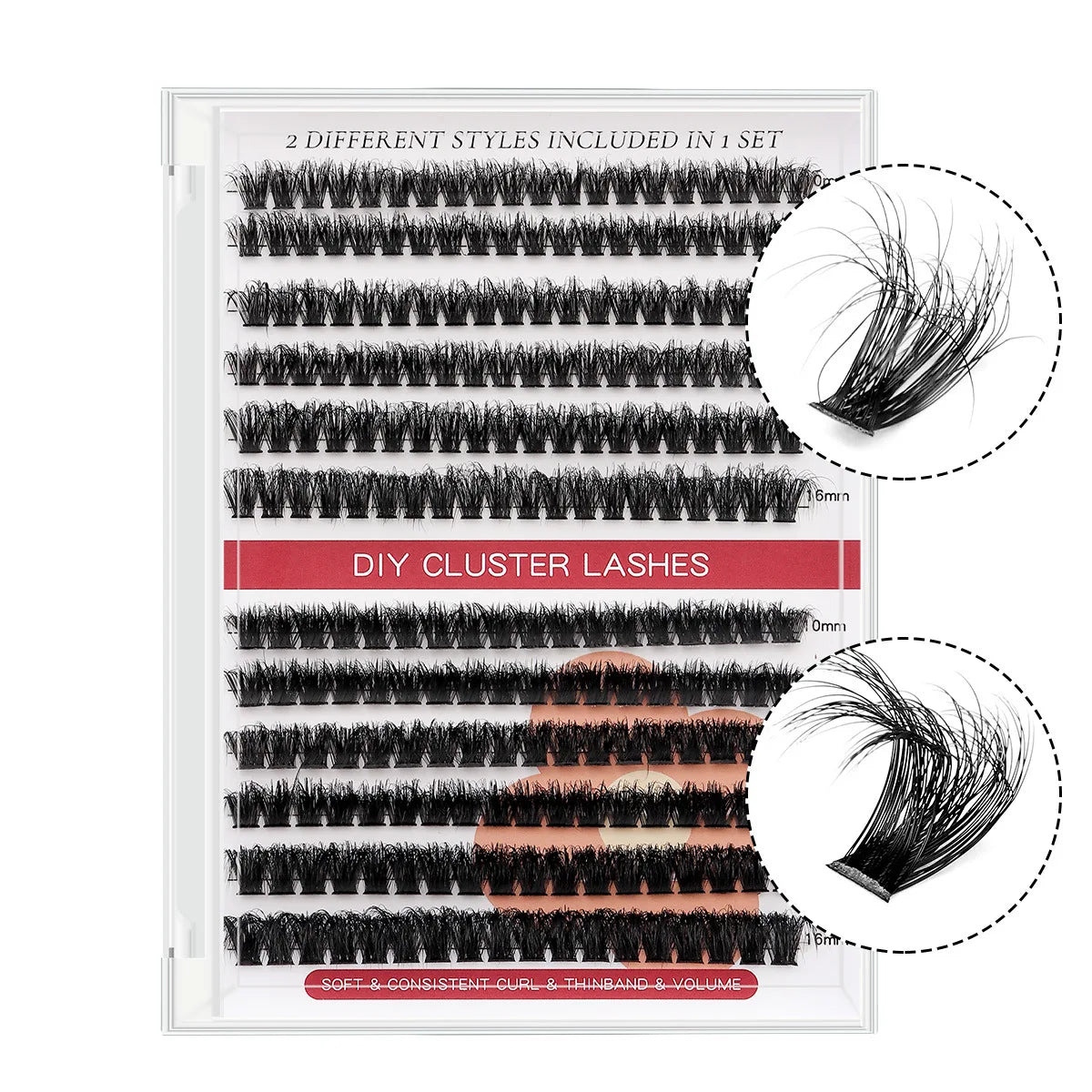 New Arrival 8-16mm Natural Thin Band Segment Eyelashes Private Label DIY Lash Extension Kit Cluster Lashes Kit