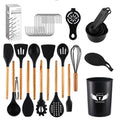 Manufacturers Eco-friendly Dish Drying Racks Drainer Cooking Silicone Kitchen Utensils Set with Wooden Handle