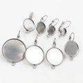 10pcs 8/10/12/14/16/18/20/25mm Stainless Steel French Lever Back Earrings Base Blank Bezel Setting Trays DIY Supplies