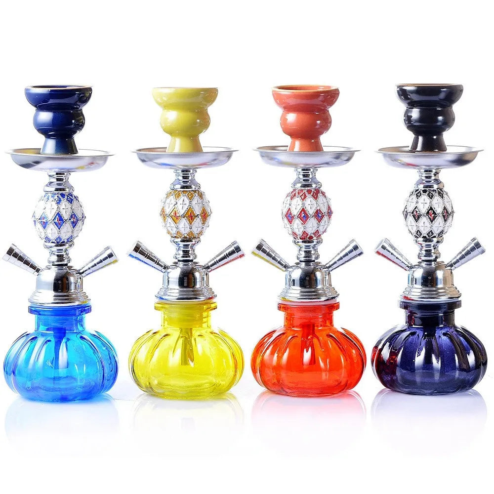 Factory Wholesale Arabic Hookah Set Double Tube Full Set Glass Stainless Steel Shisha Portable Hookah MegaBDM