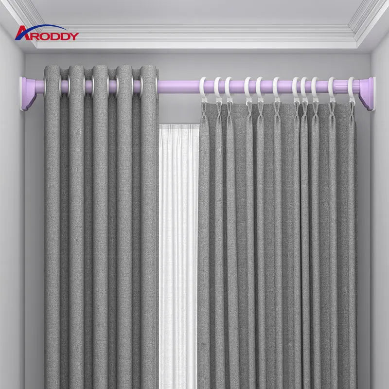 ARODDY Free Sample 4.1-5.0m Curtain Rod Without Drilling White Curtain Poles Tracks & Accessories Black Curtain Rods