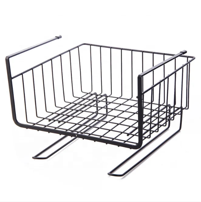 Modern Single-Tier Metal Wire Eco-Friendly Wall-Mounted Storage Hanger Basket for Under Cabinet Organization