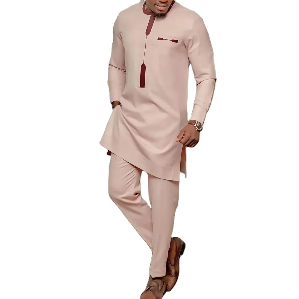 2pcs African Men's Clothing 2024 Summer Men's Suit Shirt and Trousers Dashiki Print Casual Outfit for Men