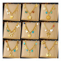 New Fashion Multi Charm Tarnish Free Stainless Steel Heart Bow Flower Cherry Charm Necklace 18k Pvd Gold Plated Pendant Necklace