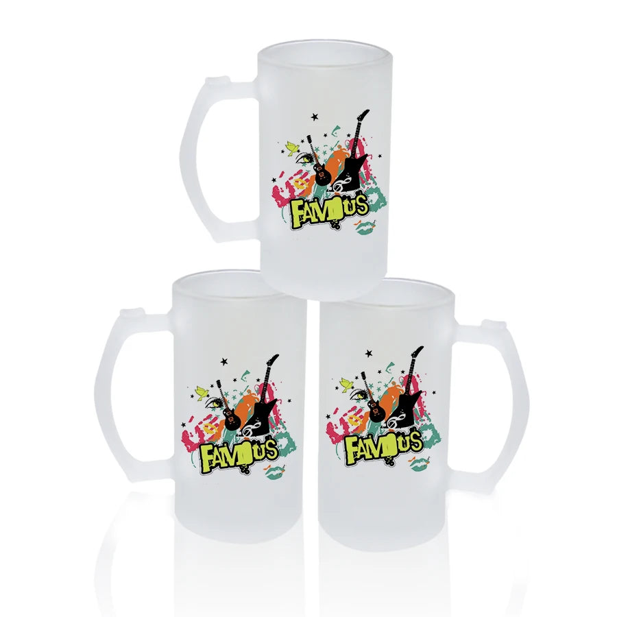 Topjlh Sublimation Blanks Sublimation Clear Glass Mug 16oz Glass Beer Mug Drinking Mug for Business Gift and Graduation Party
