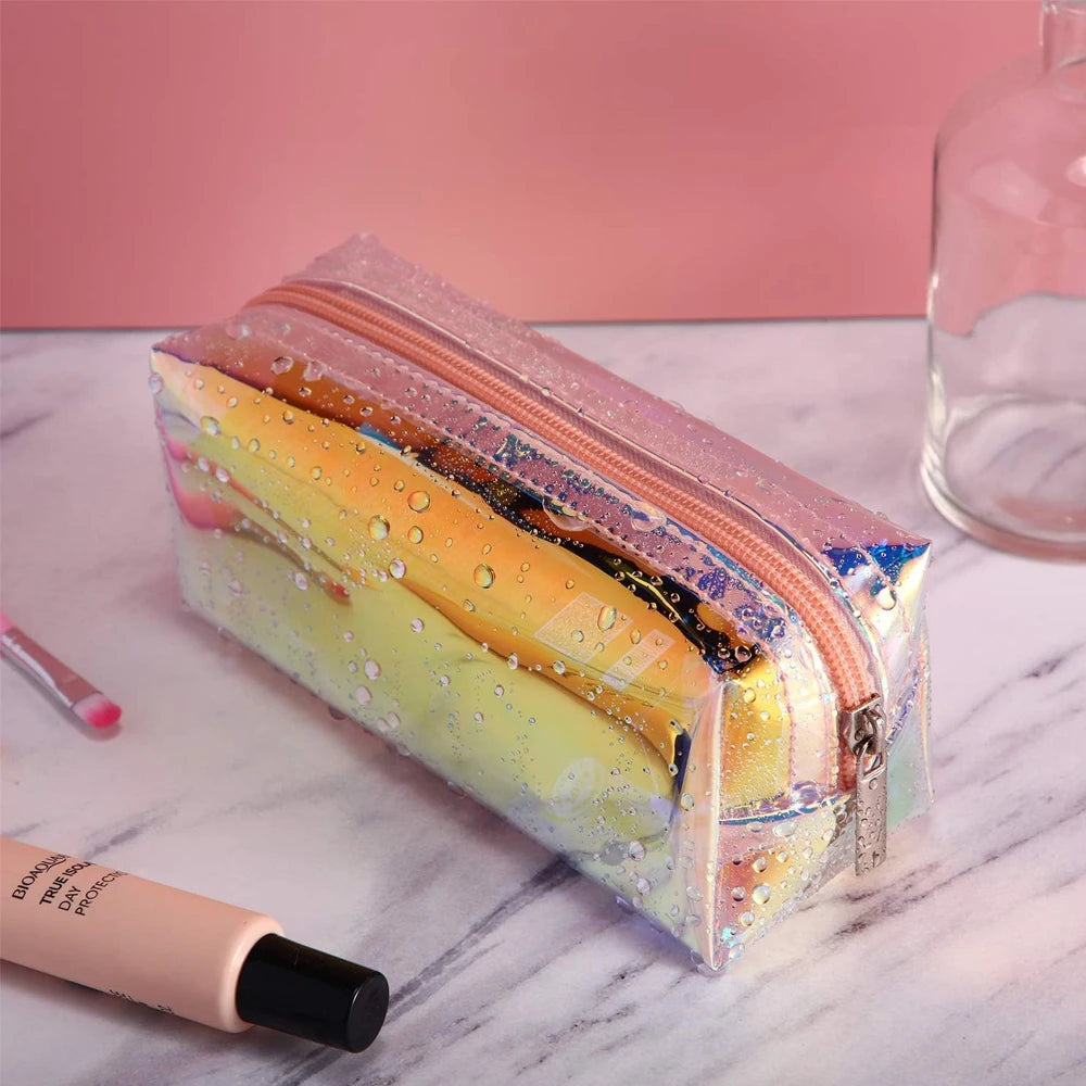 Iridescent Holographic Bridesmaid Bride Bachelorette Pencil case Cosmetic Makeup Bag