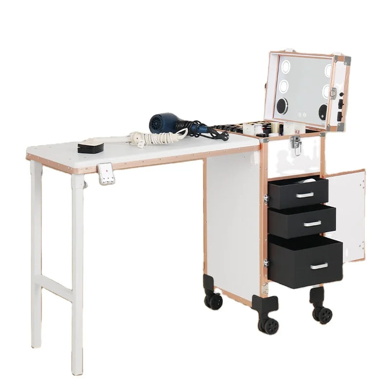 Portable Nail Table Manicure Desk Set with LED Light for Studio Manicure Workstation Salon MegaBDM