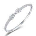 Stylish Cubic Zirconia Infinity Cuff Bracelets Bangles 925 Sterling Silver Pave CZ Iced Out Bangles for Women Girls