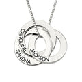 925 Sterling Silver  Family Name Necklace Personalized Custom Engraved Russian Ring Necklace