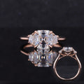 Starsgem Jewelry Ring Collection 14k Rose Gold Asshcer Cut 8x8mm Three Moissanite Stones Setting Engagement Wedding Ring