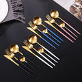 Economic Portugal Portuguese Colorful Stainless Steel 304 (18/10) PVD Black Matte Gold Cutlery Kichan Set Flatware